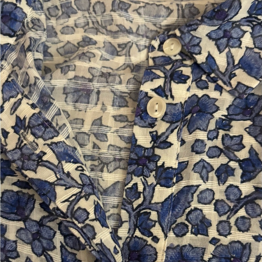 Kobi Halperin Blue Floral Tie-Waist Long Sleeve Midi  Dress - Picture 7 of 10
